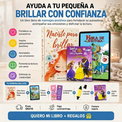 Naciste para Brillar 💕 Libro físico + E-book 🎁 + 2 Separadores 🔖 + Resaltador + Cartilla para colorear 🖍️