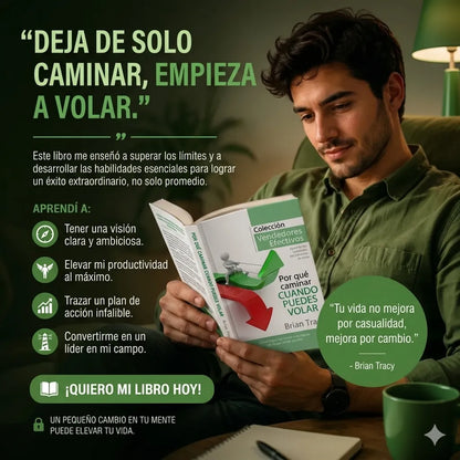 🚀 Por qué caminar cuando puedes volar Llévate el libro físico + E-book de Psicología de Ventas GRATIS 🎁 📚 Incluye 2 separadores + 1 resaltador