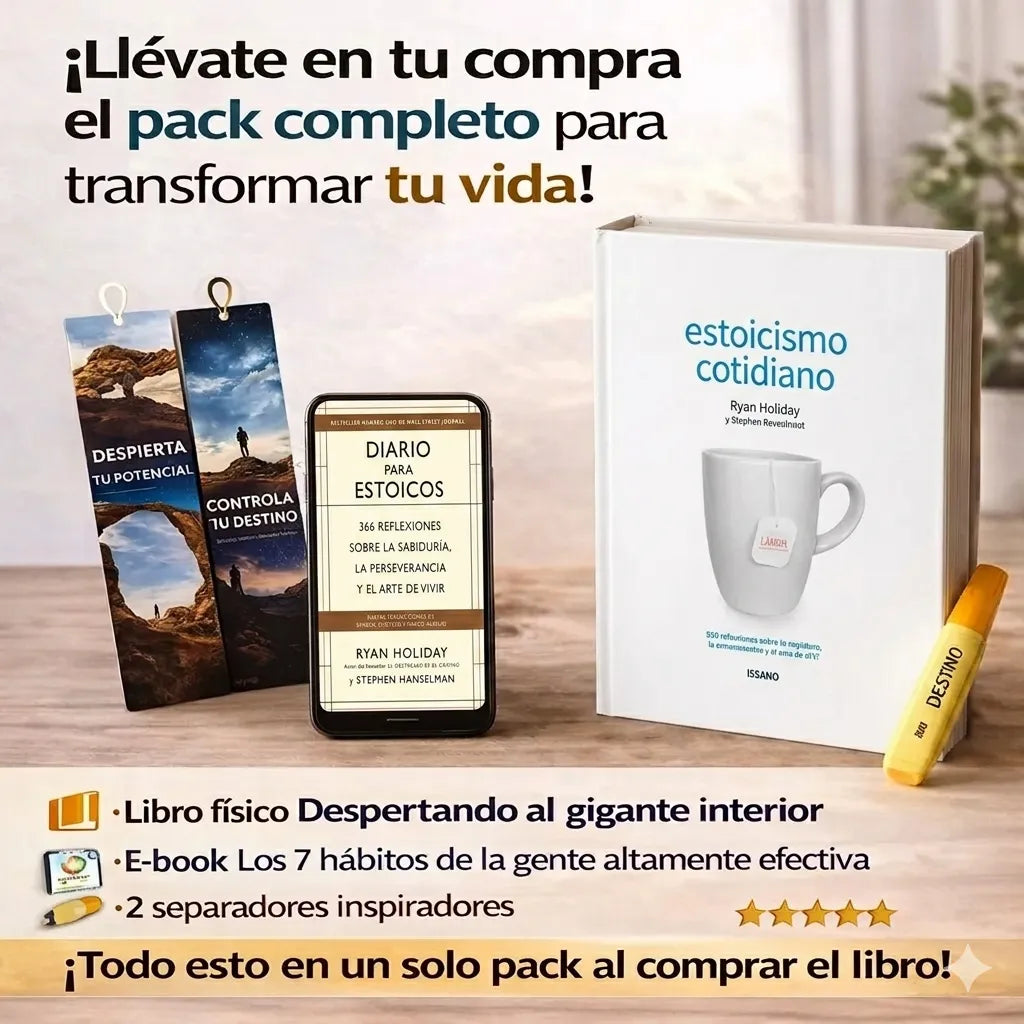 📘 Estoicismo Cotidiano + 🎧 E-Book GRATIS + 🎁 2 Separadores + 🖍️ Resaltador | Controla tu mente HOY 🧠