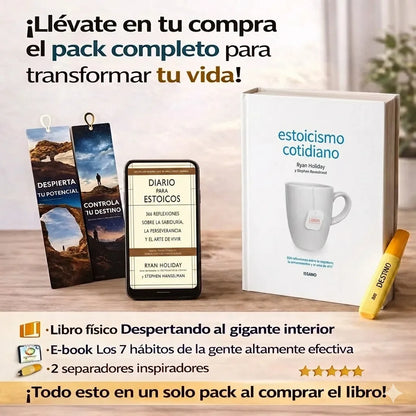 📘 Estoicismo Cotidiano + 🎧 E-Book GRATIS + 🎁 2 Separadores + 🖍️ Resaltador | Controla tu mente HOY 🧠