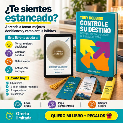 📘 Controle su Destino – Tony Robbins + 🎁 E-book + 🔖 2 Separadores + 🖍️ 1 Resaltador