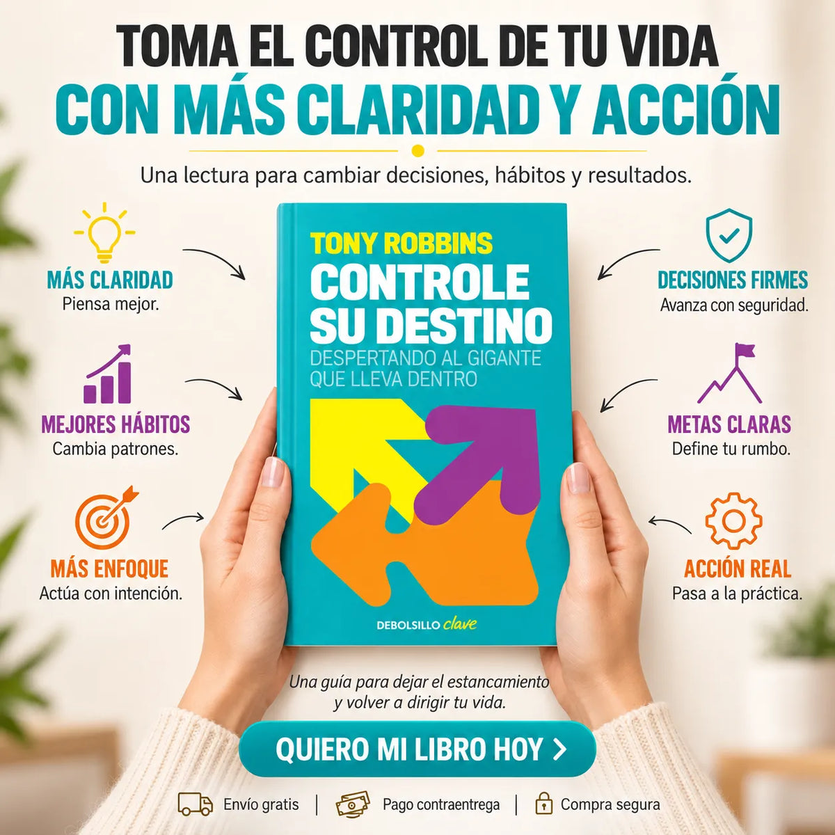 📘 Controle su Destino – Tony Robbins + 🎁 E-book + 🔖 2 Separadores + 🖍️ 1 Resaltador