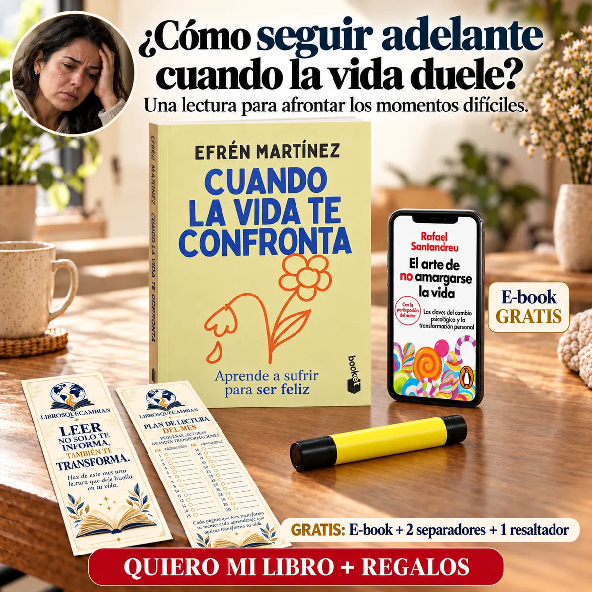 📖 Cuando la vida te confronta: encuentra sentido en los momentos difíciles ✨ + 🎁 E-book GRATIS + 2 separadores 🔖 + 1 resaltador 🖍️