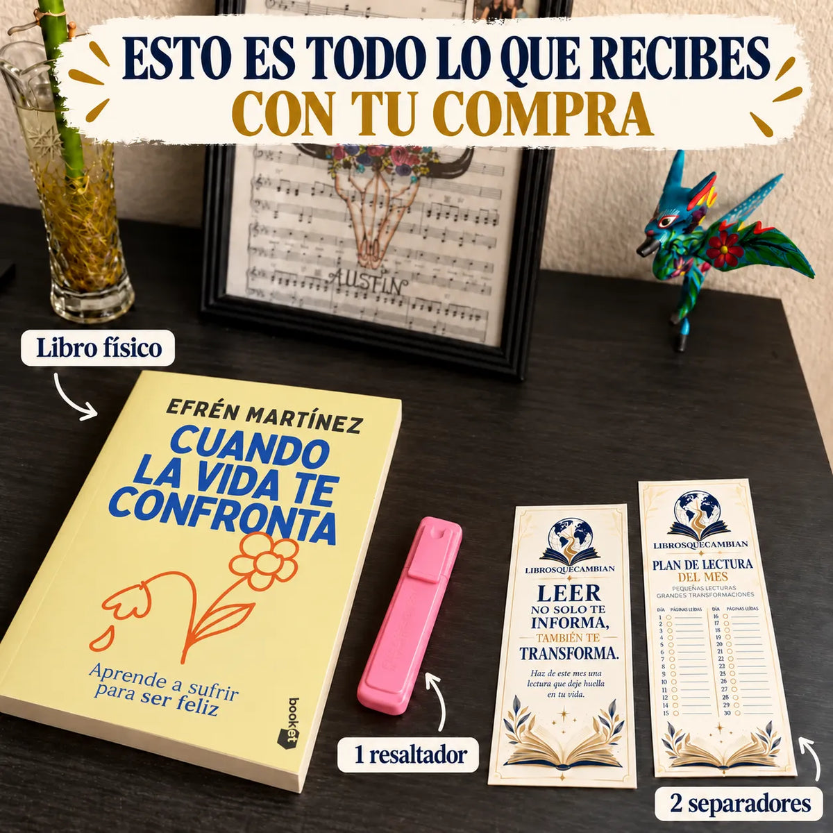 📖 Cuando la vida te confronta: encuentra sentido en los momentos difíciles ✨ + 🎁 E-book GRATIS + 2 separadores 🔖 + 1 resaltador 🖍️