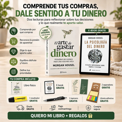 📚 El arte de gastar dinero ✨ Libro original + 🎁 GRATIS E-book, 2 separadores y 1 resaltador + libreta de notas adhesivas (Post-it),