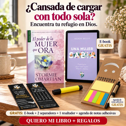 📖 El Poder de la Mujer que Ora + 🎁 GRATIS: E-book + 2 Separadores + 1 Resaltador + Agenda de Notas Adhesivas ✨