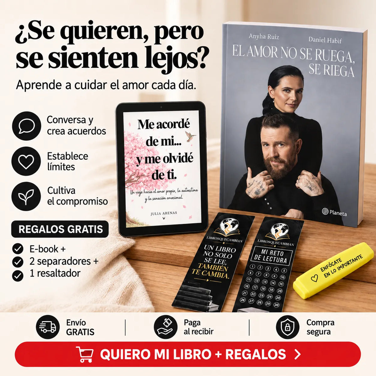 ❤️📖 El amor no se ruega, se riega + 🎁 GRATIS: E-book + 🔖 2 separadores + 🖍️ 1 resaltador