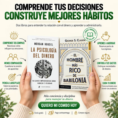 📚 COMBO 2×1 ORIGINAL: La psicología del dinero + El hombre más rico de Babilonia 🎁 E-book “Controle su destino REGALOS GRATIS