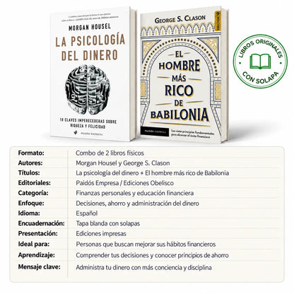 📚 COMBO 2×1 ORIGINAL: La psicología del dinero + El hombre más rico de Babilonia 🎁 E-book “Controle su destino REGALOS GRATIS
