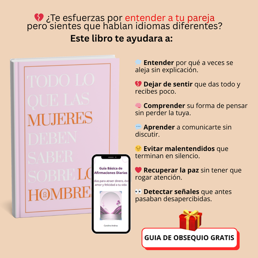 💖 “Todo lo que las mujeres deben saber sobre los hombres” + Guía de Afirmaciones de Regalo 💌