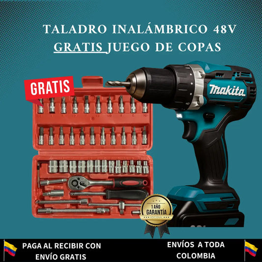 Kit Profesional: Taladro 48V + 46 Copas como regalo 🎁