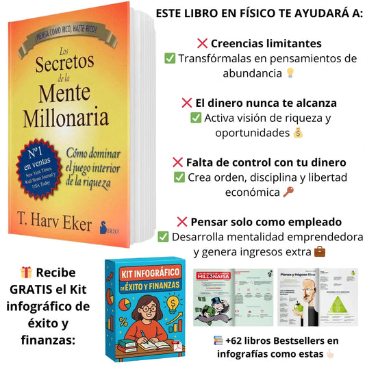 📘 SECRETOS MENTE MILLONARIA EN FÍSICO - 🎁 GRATIS KIT INFOGRAFICO DE ÉXITO Y FINANZAS